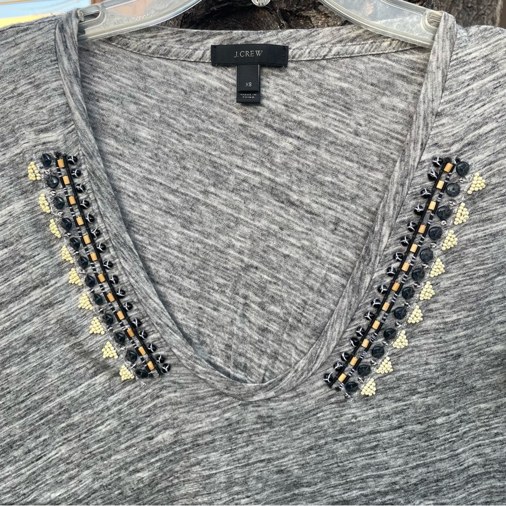 J. Crew beaded v neck tshirt size XS